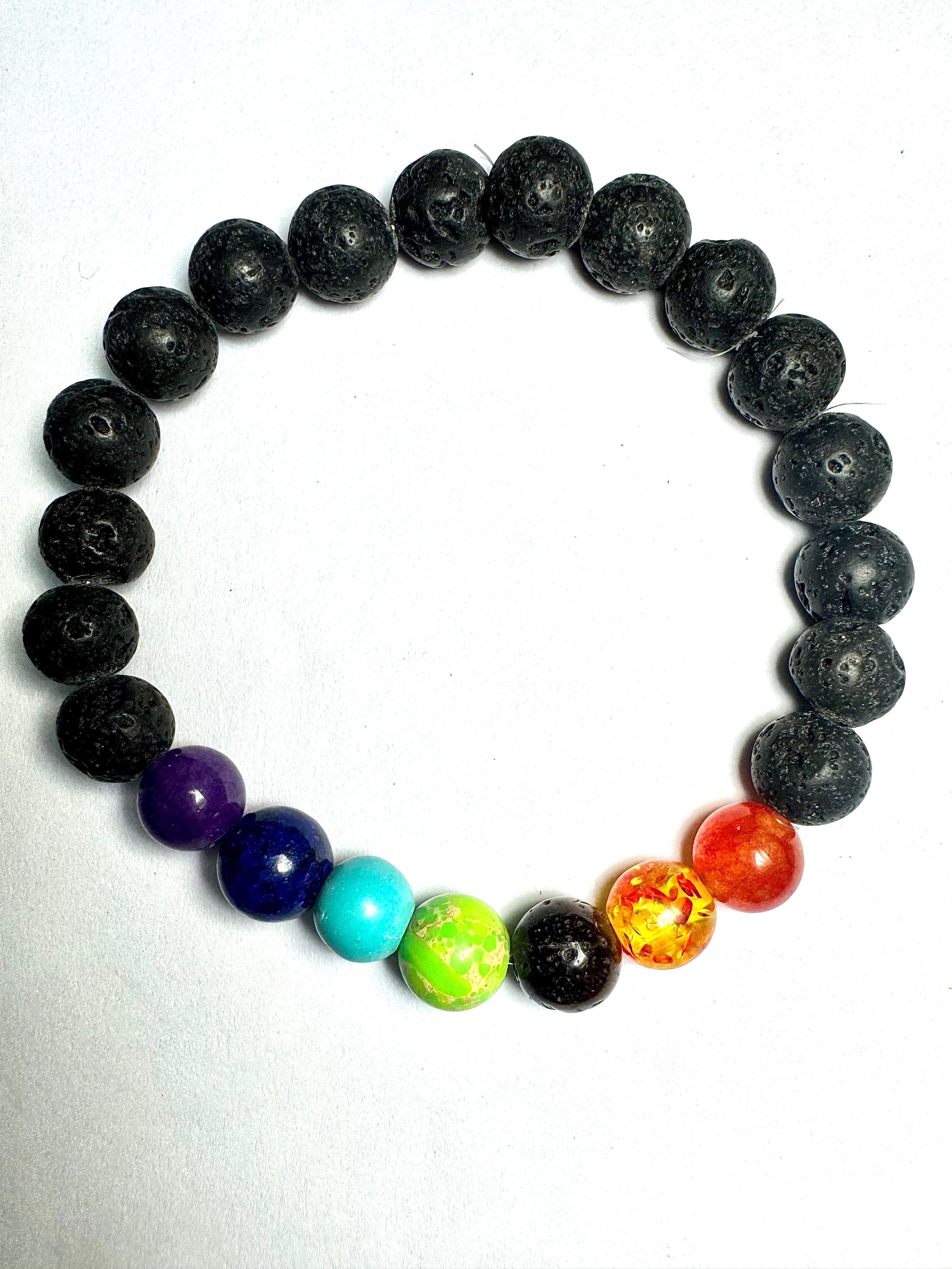 Natural 7 Chakra + Lava Bracelet – Healing, Energy & Style